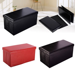 Leather style ottoman storage boxes and low stools rectangular 760w x 380d x 380h