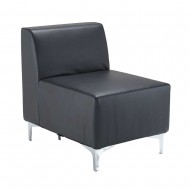 Modular Reception Sofa  L shape in Black Faux Leather W555 x D750 x H720