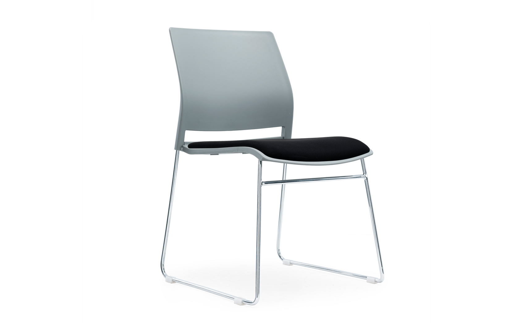 Multi purpose skid frame chair plastic seat and back stacks 10 high Grey , Black Seat pad 