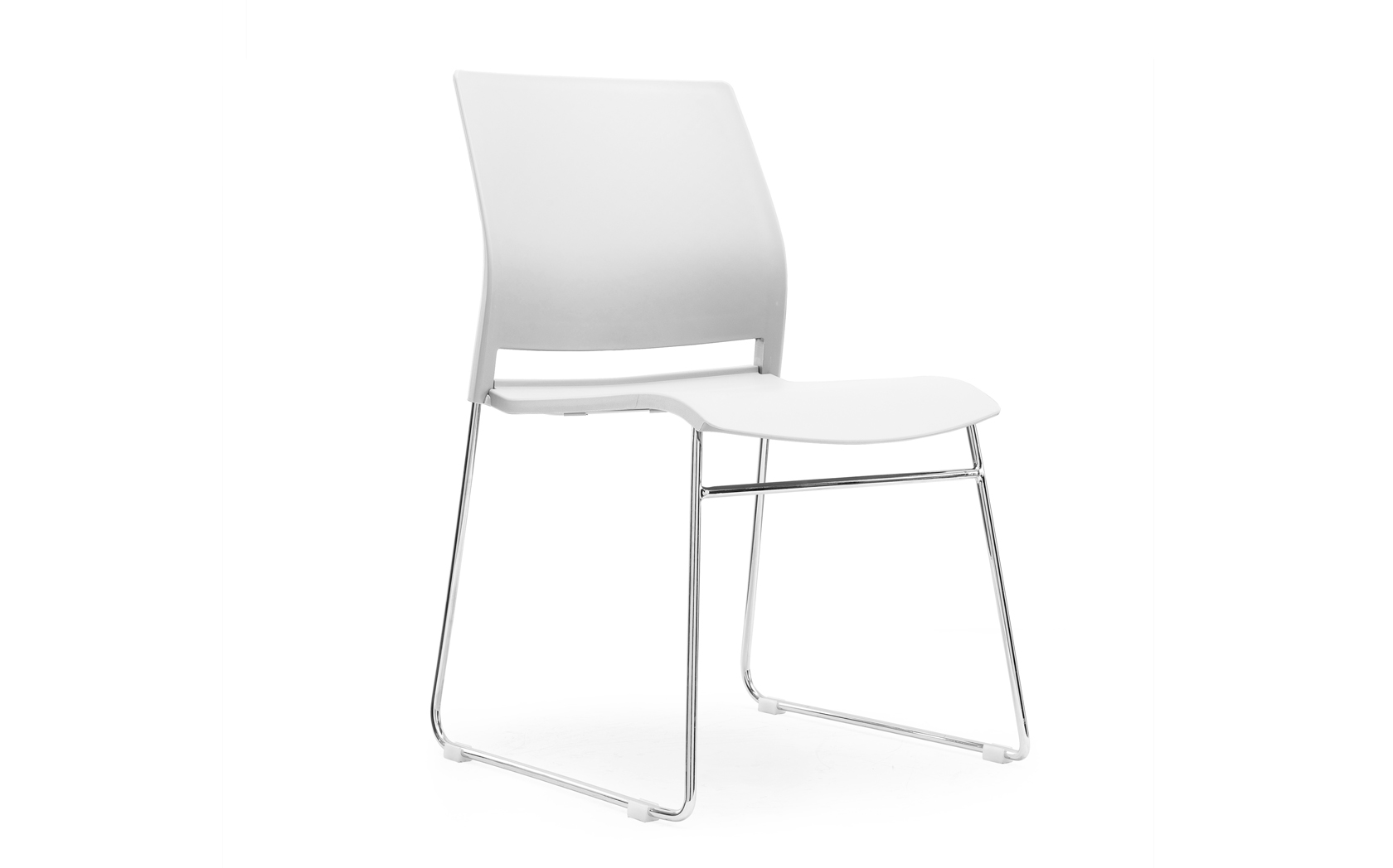 Multi purpose skid frame chair plastic seat and back stacks 10 high White 