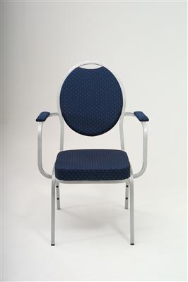 Steel Spoon Backed with Arms Chair - Blue