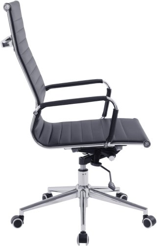 Designer Epsom  High Back Ribbed Leather Office Chair Swivel Grey
