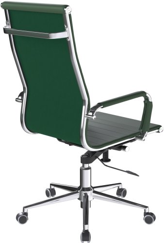 Designer Epsom  High Back Ribbed Leather Office Chair Swivel Forest Green