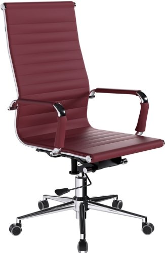 Designer Epsom  High Back Ribbed Leather Office Chair Swivel Ox Blood