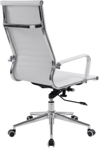 Designer Epsom  High Back Ribbed Leather Office Chair Swivel White