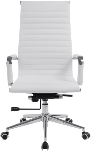 Designer Epsom  High Back Ribbed Leather Office Chair Swivel White
