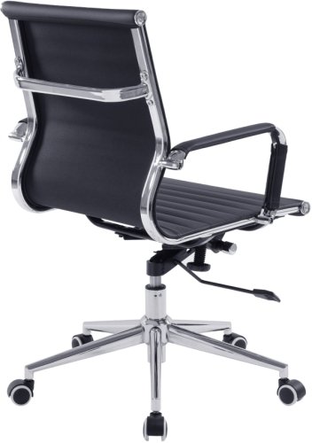 Designer Epsom  Madium Back Ribbed Leather Office Chair Swivel Black