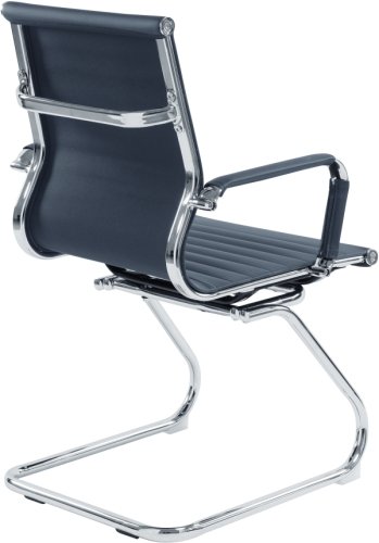 Designer Epsom  Madium Back Ribbed Leather Visitor Office Chair  Grey