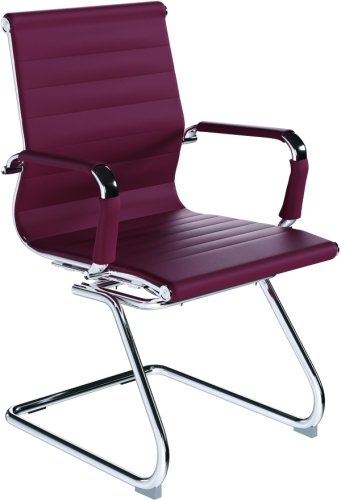 Designer Epsom  Madium Back Ribbed Leather Visitor Office Chair  Ox Blood