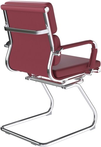 Designer Epsom  Madium Back Ribbed Leather Visitor Office Chair  Ox Blood