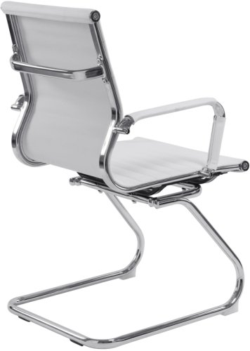 Designer Epsom  Madium Back Ribbed Leather Visitor Office Chair White