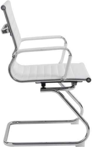 Designer Epsom  Madium Back Ribbed Leather Visitor Office Chair White
