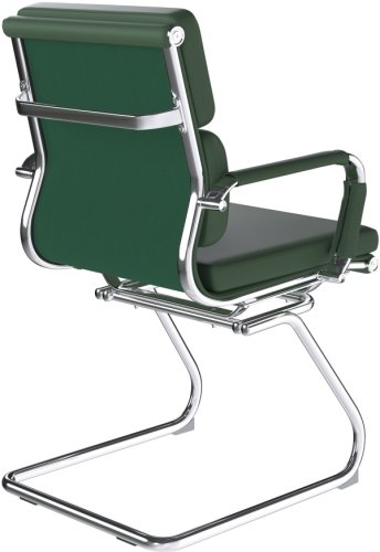  Designer Epsom  Madium Back Ribbed Leather Visitor Office Chair  Forest Green