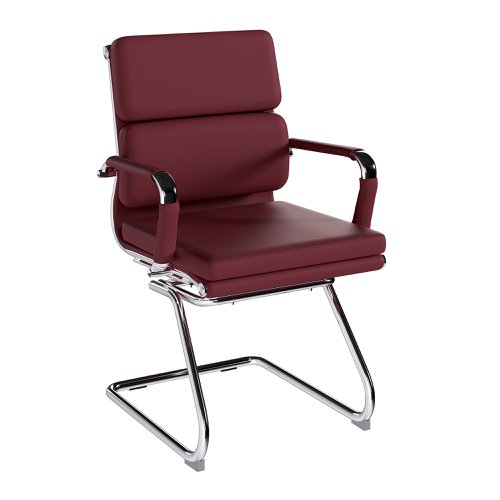 Designer Epsom  Medium Back Softpad Leather Visitors Cantilever Office Chair Ox Blood