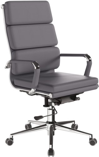 Designer Epsom  High Back Softpad Leather Office Chair Swivel Grey