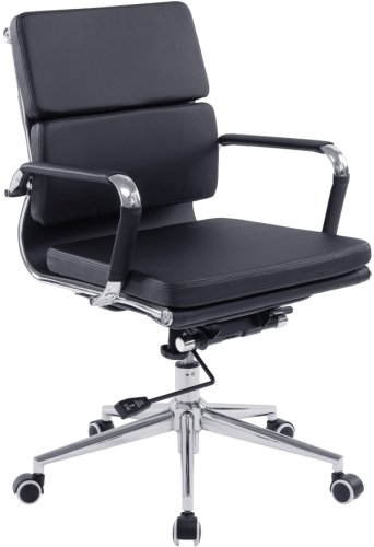  Designer Epsom  Medium Back Softpad Leather Office Chair Swivel Black 