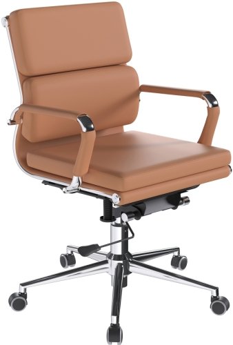Designer Epsom  Medium Back Softpad Leather Office Chair Swivel Coffee Brown