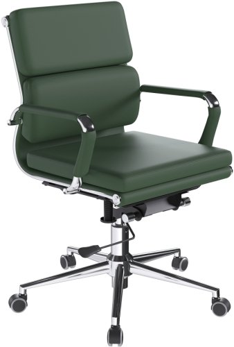 Designer Epsom  Medium Back Softpad Leather Office Chair Swivel Forest Green