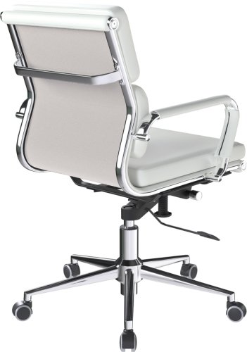 Designer Epsom  Medium Back Softpad Leather Office Chair Swivel White