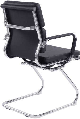 Designer Epsom  Medium Back Softpad Leather Visitors Cantilever Office Chair Black 