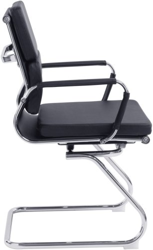 Designer Epsom  Medium Back Softpad Leather Visitors Cantilever Office Chair Black 