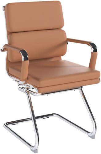 Designer Epsom  Medium Back Softpad Leather Visitors Cantilever Office Chair Coffee Brown