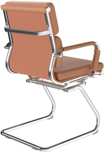 Designer Epsom  Medium Back Softpad Leather Visitors Cantilever Office Chair Coffee Brown