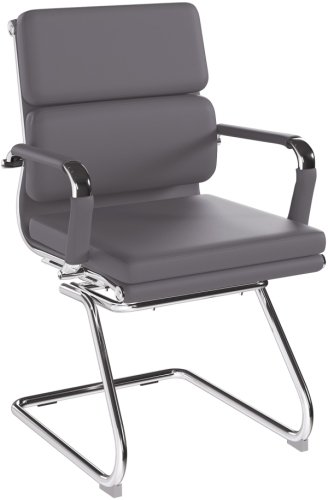 Designer Epsom  Medium Back Softpad Leather Visitors Cantilever Office Chair Grey