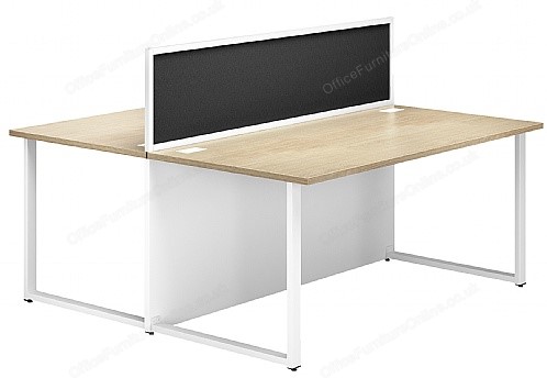 Next Day Back to back oak desk with aluminium screen 1200