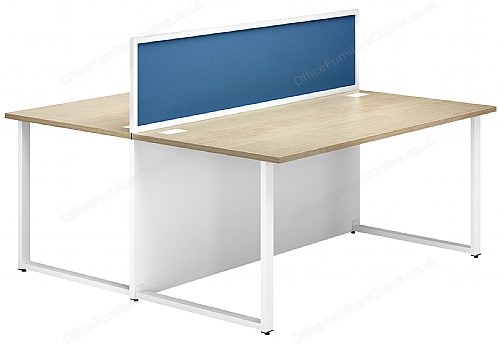 Next Day Back to back oak desk with blue aluminium screen 1200