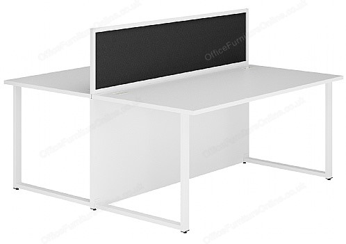 Next Day Back to back white desk with aluminium screen 1600