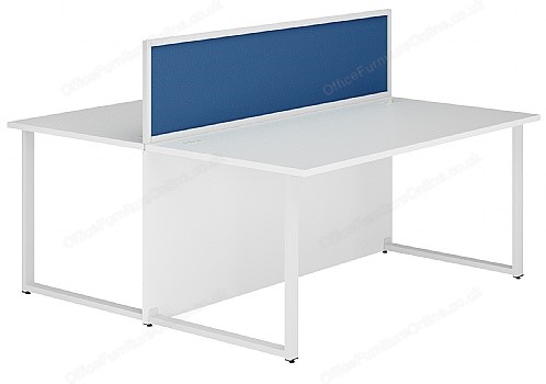 Next Day Back to back white desk with blue aluminium screen 1200