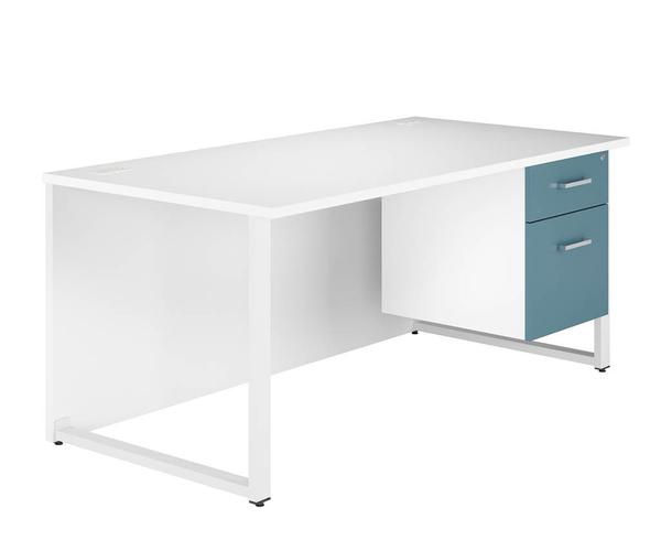 Next Day Blue Single Pedestal Desk 1600
