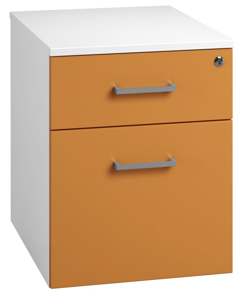 Orange 2 Drawer Low Mobile Pedestal