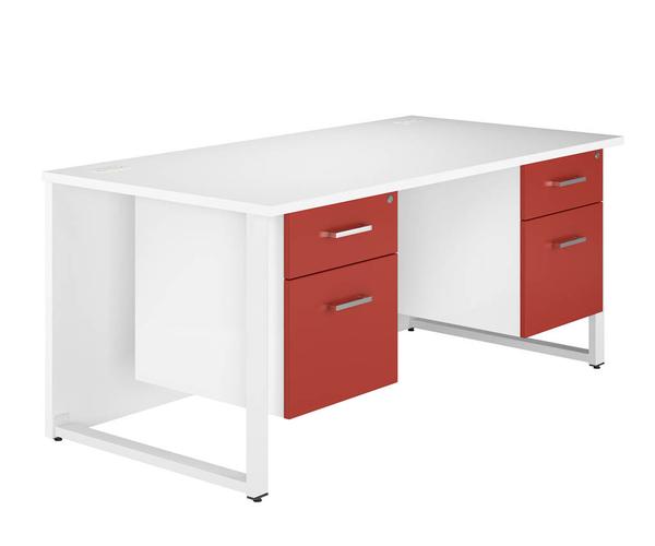 Next Day Red Double Pedestal Desk 1600