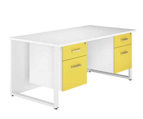 Next Day Yellow Double Pedestal Desk 1600