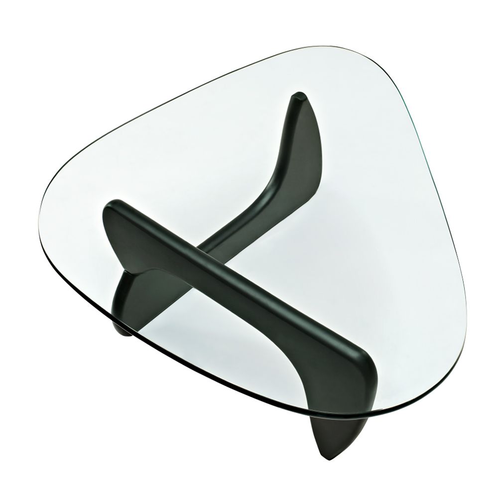 Noguchi inspired Designer Notting Hill black ash  triangular coffee table 15mm glass top  