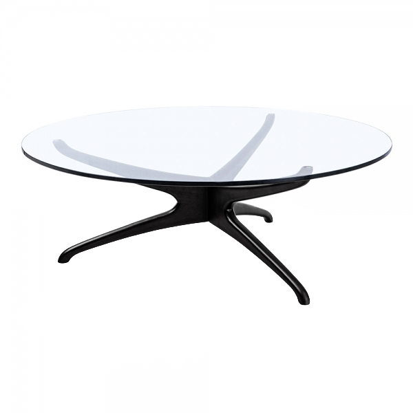 Designer Notting Hill black ash round coffee table 1000 dia glass top
