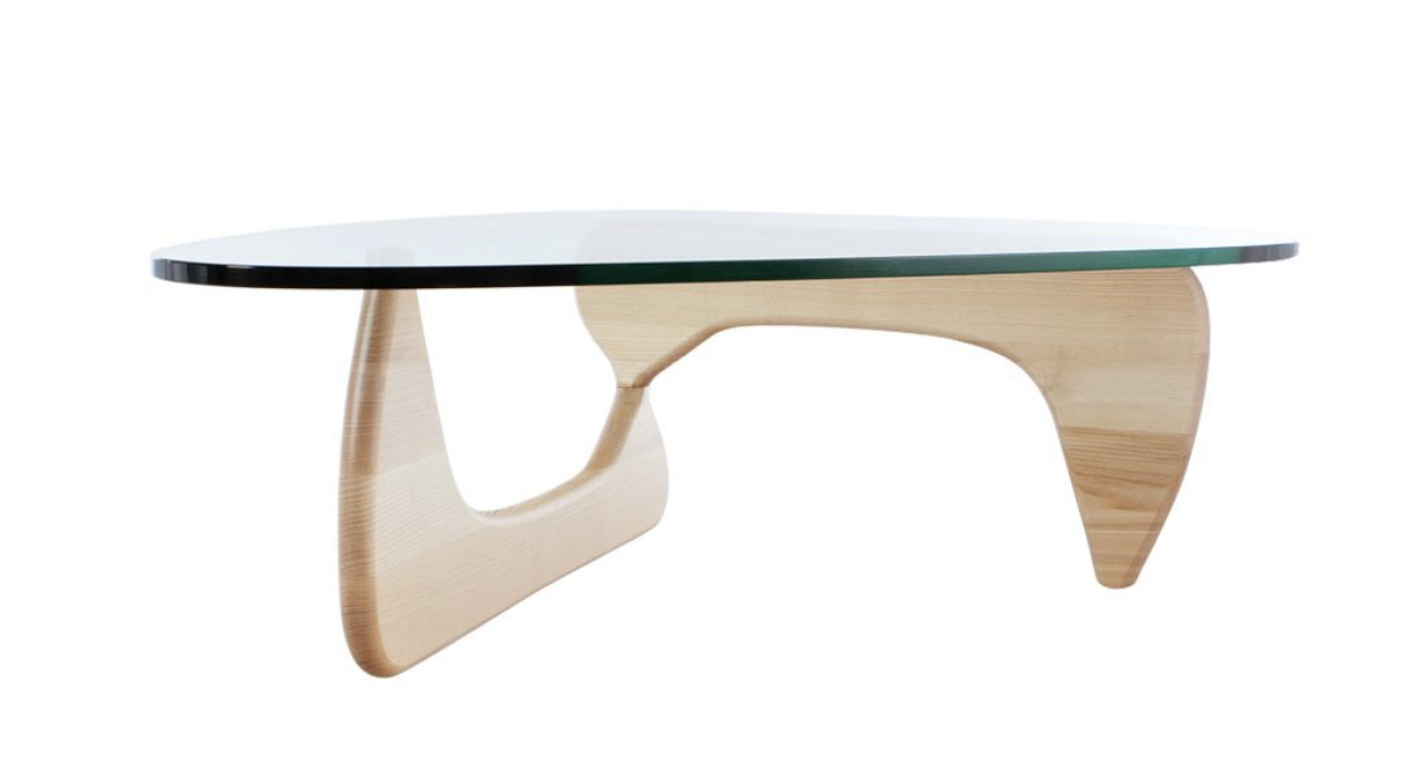 Noguchi inspired Designer Notting Hill natural ash  triangular coffee table 19mm glass top  