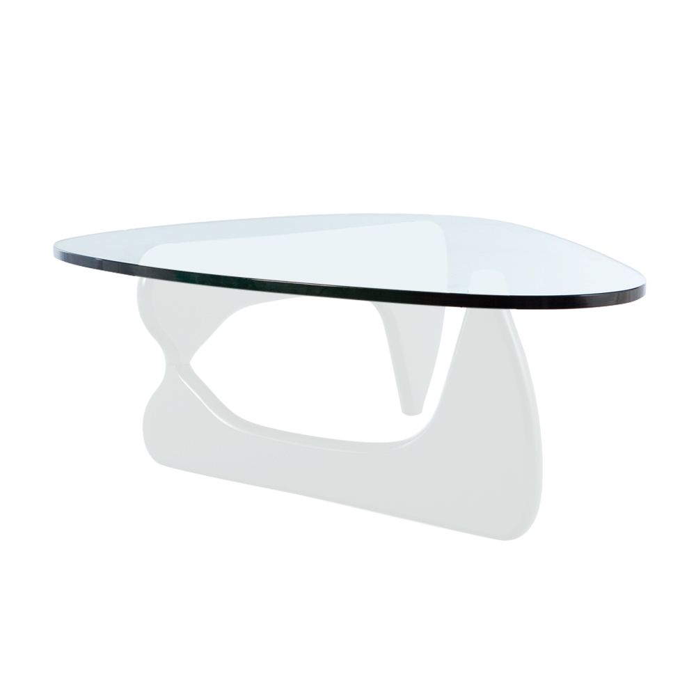Noguchi inspired Designer Notting Hill white base coffee table 19mm glass top