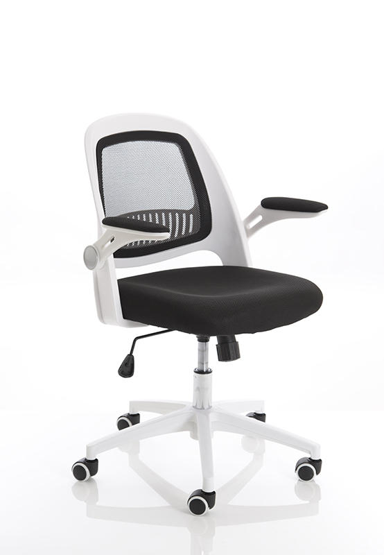 Eco Task Operator Mesh White and Black Chair With Folding Arms
