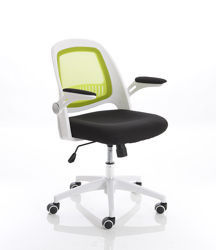 Eco Task Operator Mesh White and Green Chair With Folding Arms