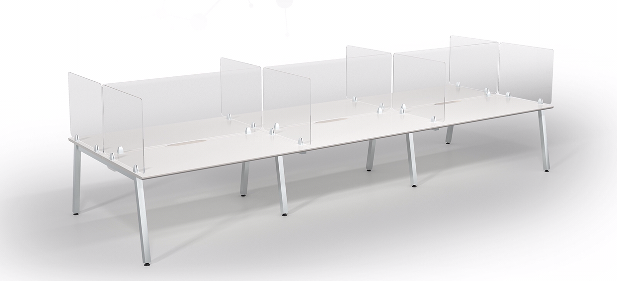 PLASTIC PROTECTIVE DESK / COUNTER SCREEN 5 mm acrylic in various widths 800mm - 2000mm , 750 mm high with desk  brackets 
