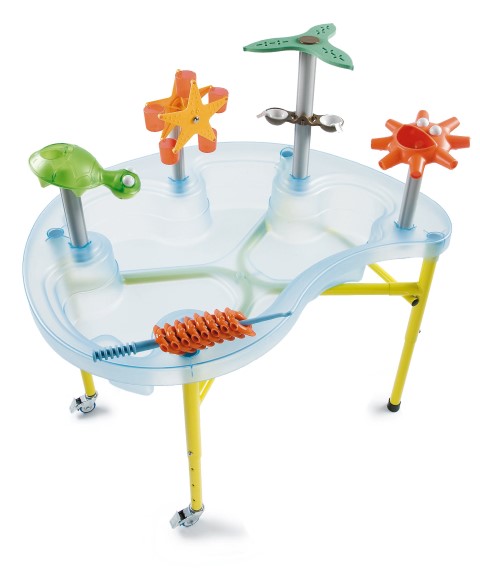 Play table in clear with lid, height adj frame