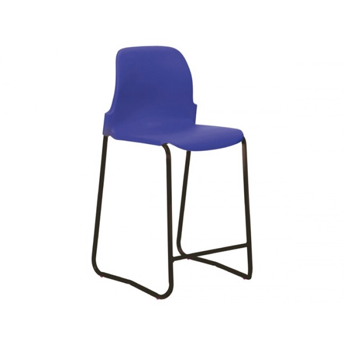 Polypropylene high stool with back in various heights and colours