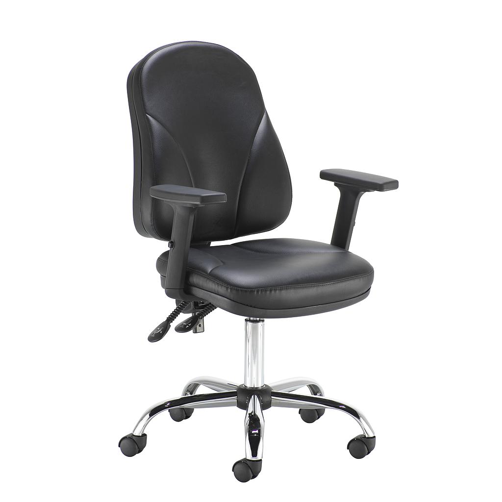 Puma Twin Lever Operators Chair Black Vinyl faux leather  Height Adjustable Arms asynchronous mechanism 
