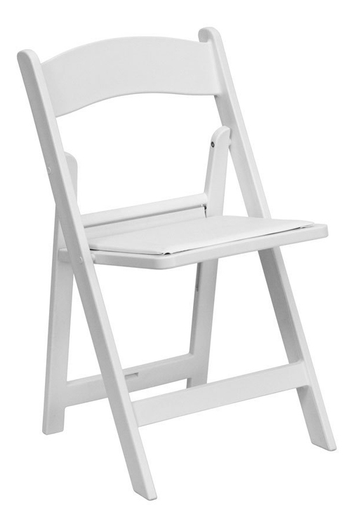 Resin folding padded chair white 