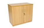 Desk high double door cupboard plus 1 shelf, light oak