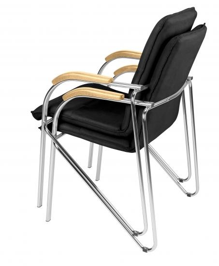 Samba black leather chrome frame chair beech arms
