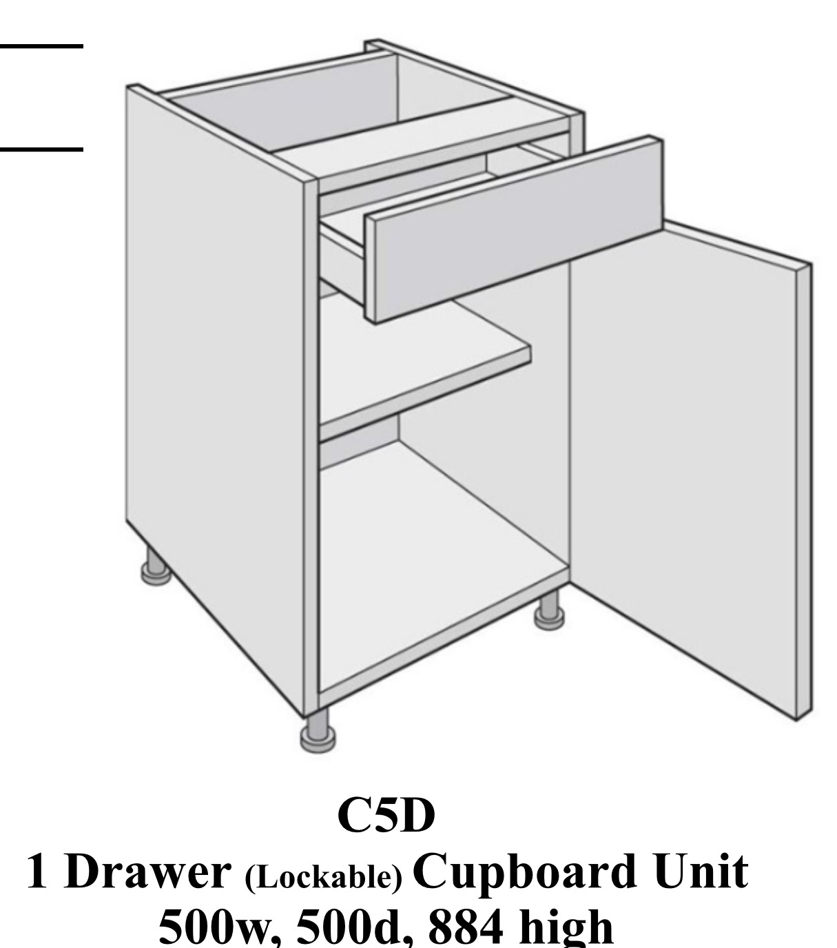 Single door laboratory classroom cabinet with pullout drawer